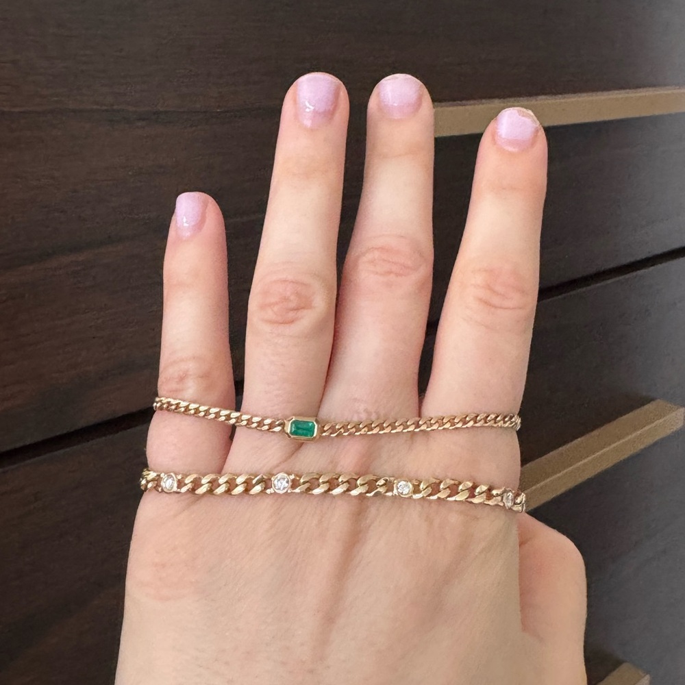 ZOË CHICCO 14k Gold Curb Chain Emerald Bracelet - 7" Chain - Picture 6 of 6